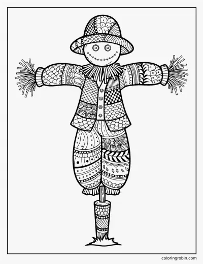 Zentangle Scarecrow coloring page