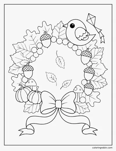 Autumn Wreath coloring page