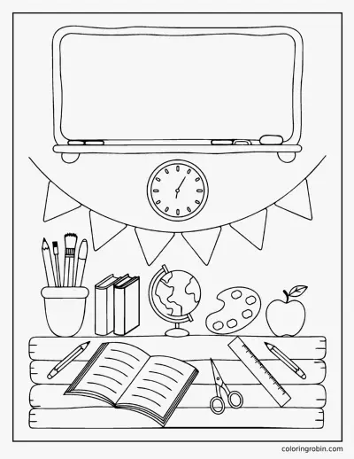 Classroom Desk coloring page