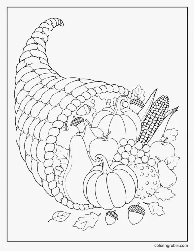 Harvest Cornucopia coloring page