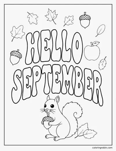 Hello September coloring page