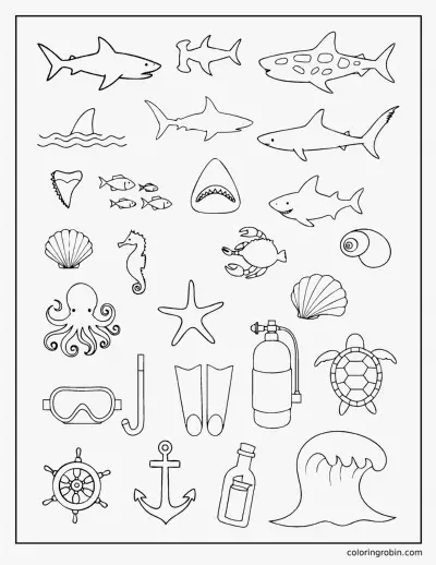Shark Doodle Page coloring page