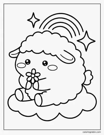 Kawaii Lamb coloring page