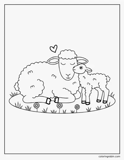 Sheep and Lamb coloring page