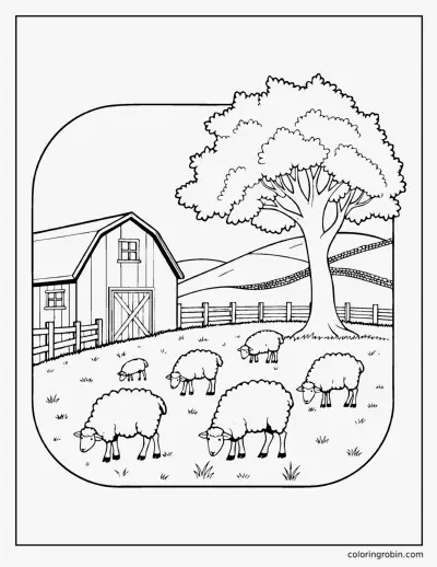Sheep on the Farm coloring page