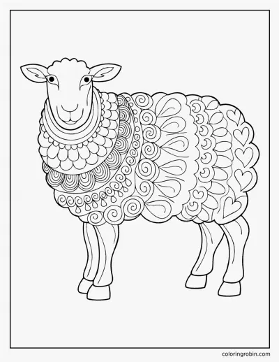 Zentangle Sheep coloring page