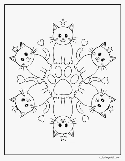 Cat Snowflake coloring page