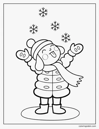 Catching Snowflakes coloring page