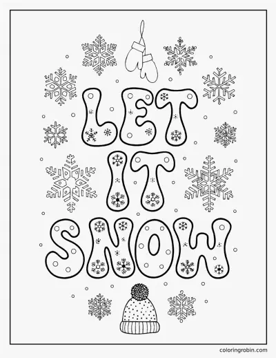 Let It Snow Lettering coloring page