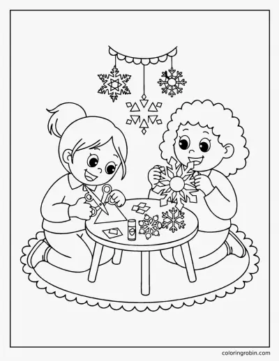 Making Paper Snowflakes coloring page