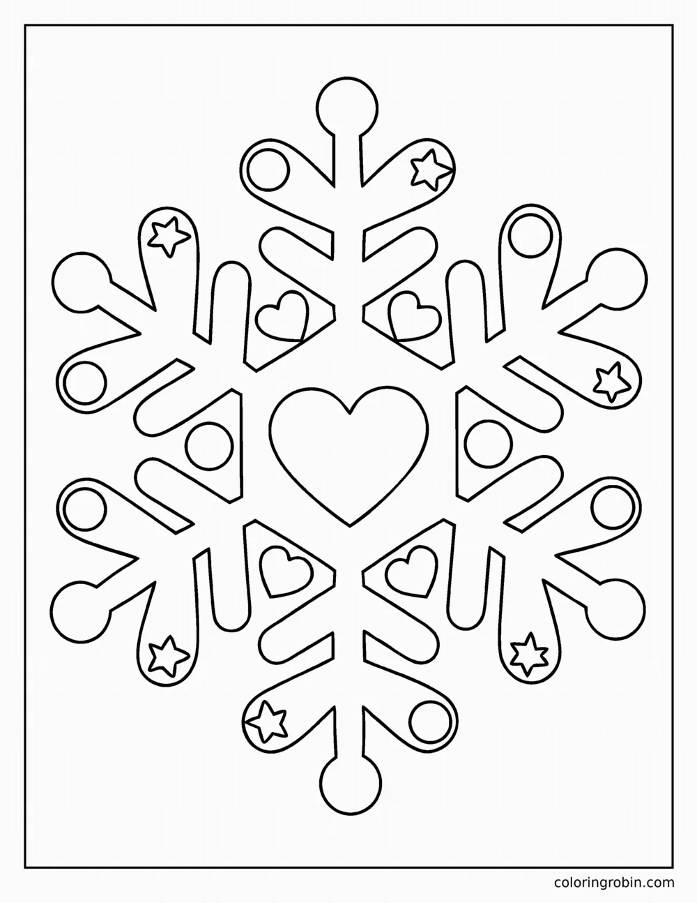 Snowflake with a Heart coloring page