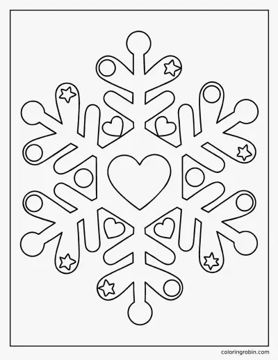 Snowflake with a Heart coloring page