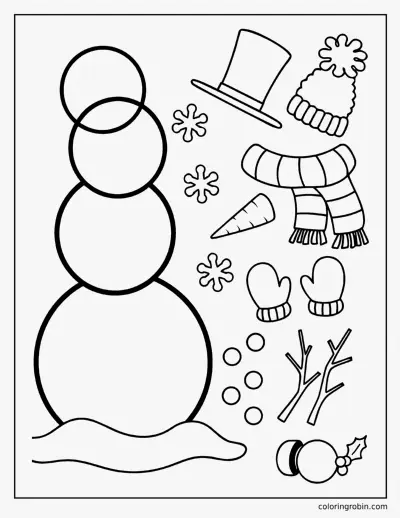 Build Your Own Snowman coloring page