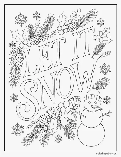 Let It Snow Lettering coloring page