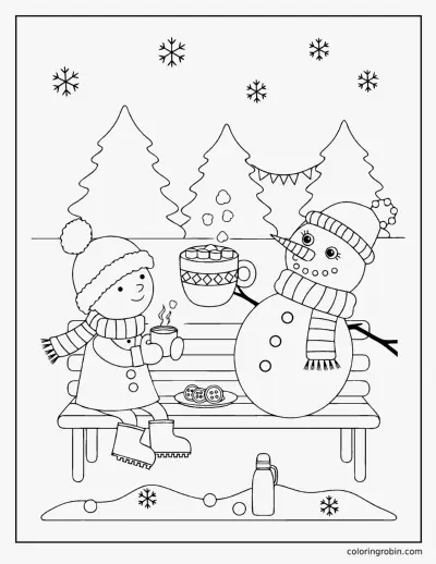 Sharing Hot Cocoa coloring page