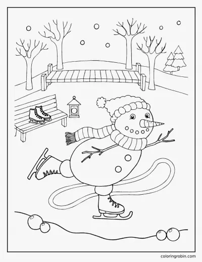 Skating Snowman coloring page