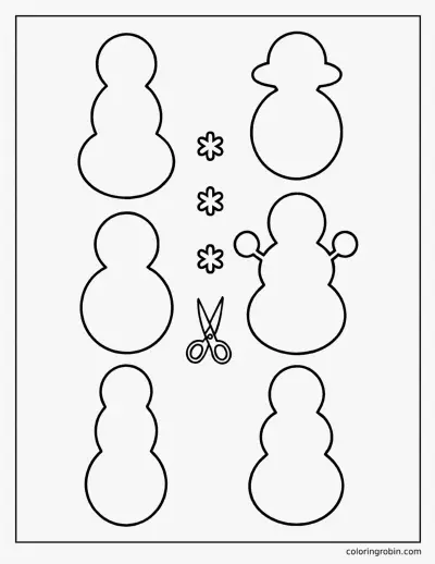 Snowman Cut Out Templates coloring page