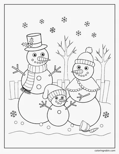 Snowman Family coloring page