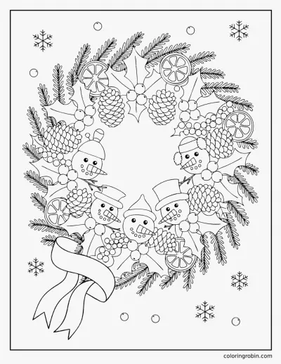 Snowman Wreath coloring page