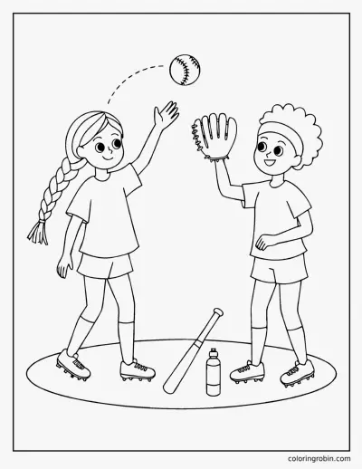 Playing Catch coloring page
