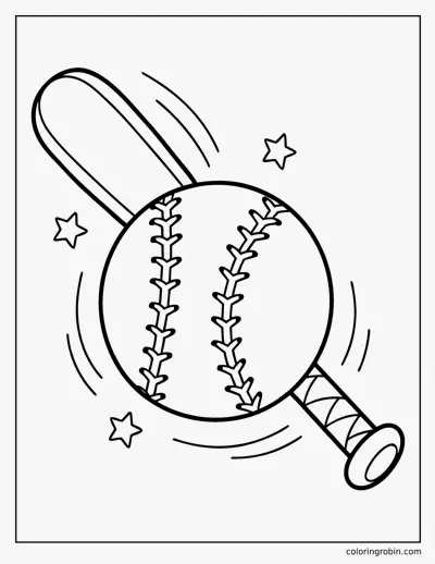 Softball and Bat coloring page
