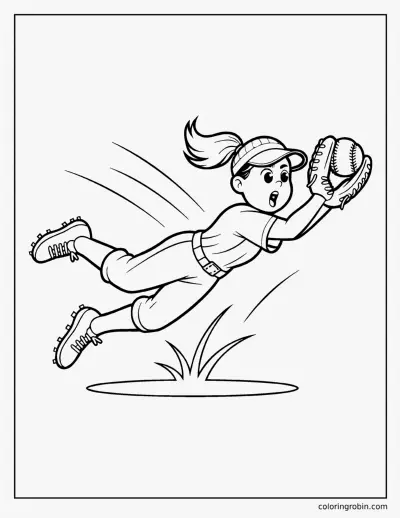 Softball Diving Catch coloring page