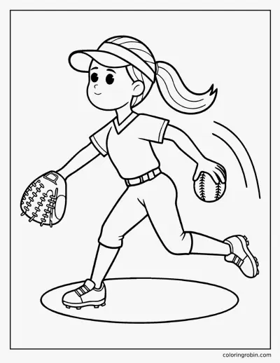 Softball Pitcher coloring page
