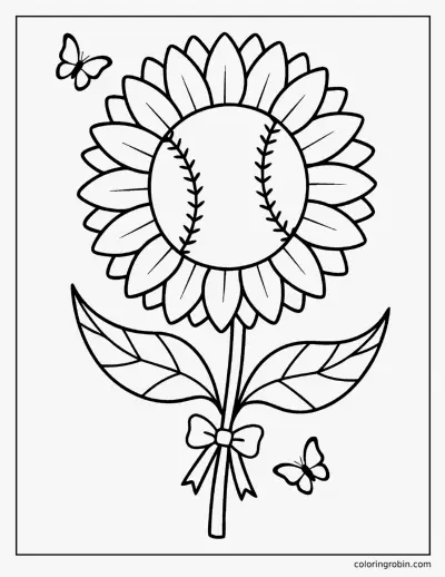 Softball Sunflower coloring page