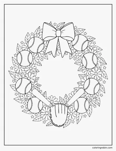 Softball Wreath coloring page