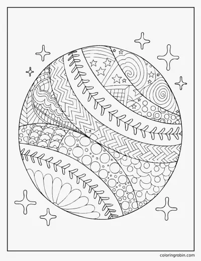 Zentangle Softball coloring page