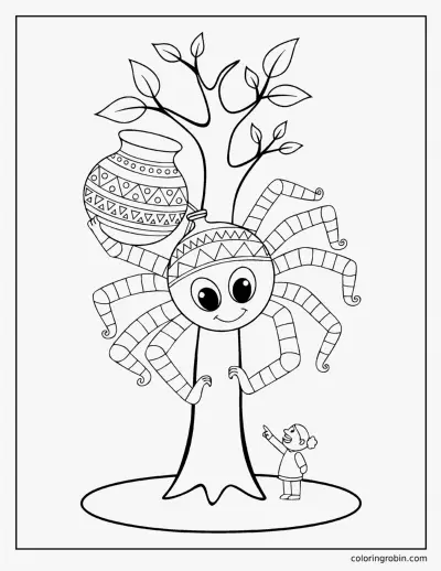 Anansi and the Pot of Wisdom coloring page