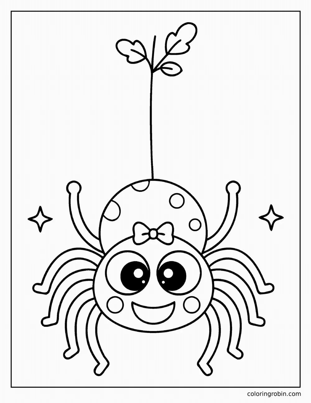 Friendly Spider on a Thread coloring page
