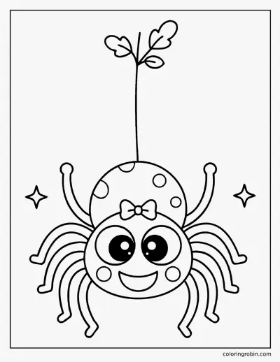 Friendly Spider on a Thread coloring page