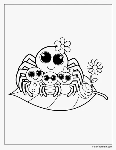 Mother Spider and Babies coloring page