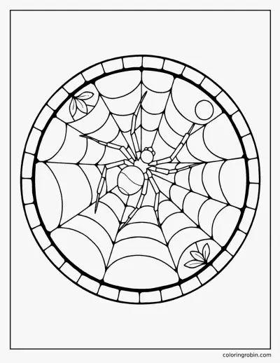 Stained Glass Spider Web coloring page