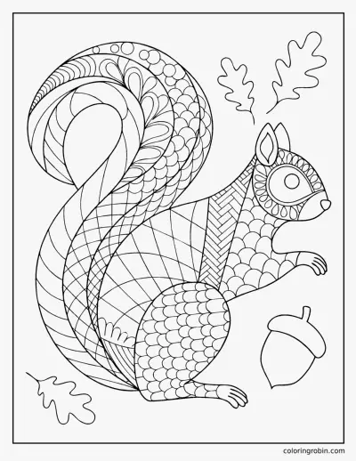 Patterned Squirrel coloring page