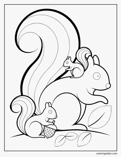 Squirrel Family coloring page