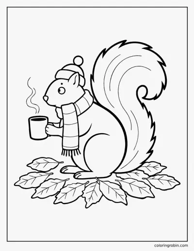Squirrel in a Scarf coloring page