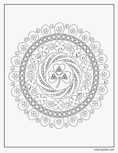 Celtic Shamrock Mandala coloring page