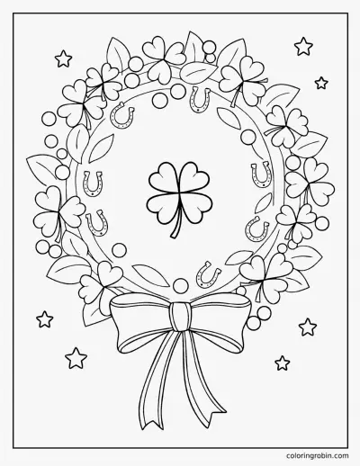 Clover Wreath coloring page