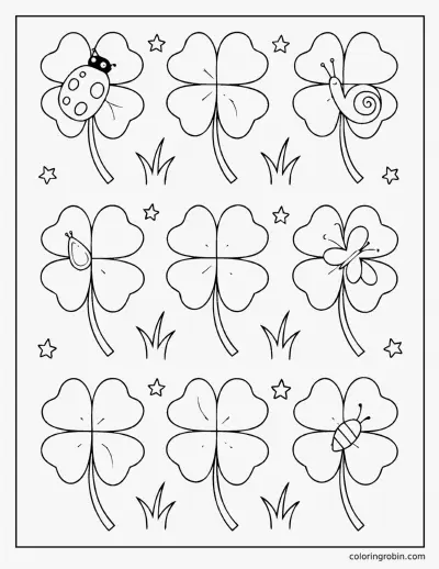 Nine Clovers coloring page