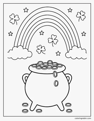 Pot of Gold Rainbow coloring page