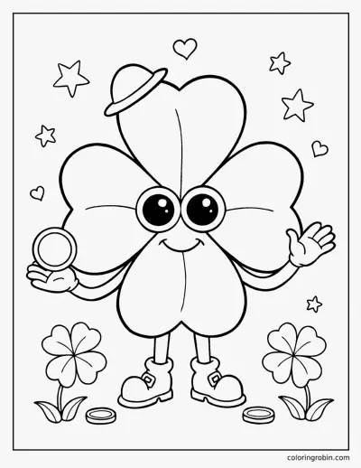 Smiling Clover Character coloring page
