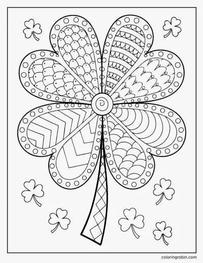 Zentangle Four Leaf Clover coloring page
