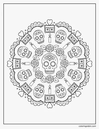 Day of the Dead Mandala coloring page
