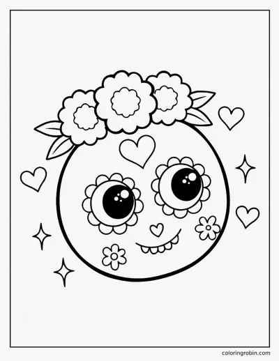 Kawaii Sugar Skull coloring page