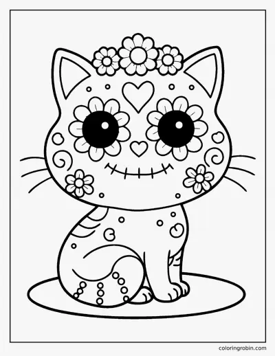 Sugar Skull Cat coloring page