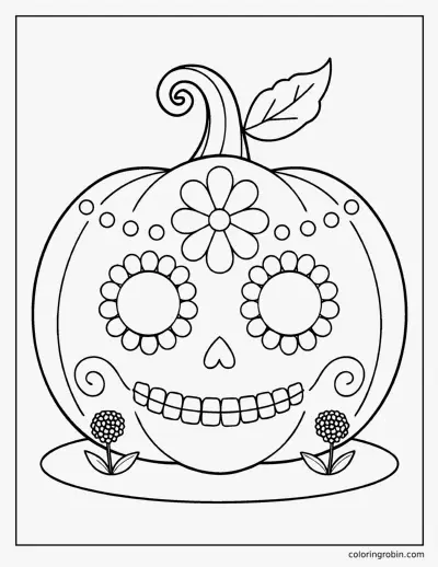 Sugar Skull Pumpkin coloring page
