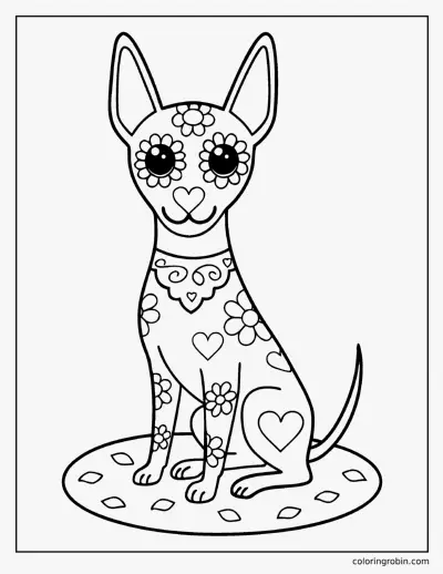 Xolo Dog Sugar Skull coloring page
