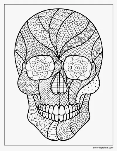 Zentangle Skull coloring page